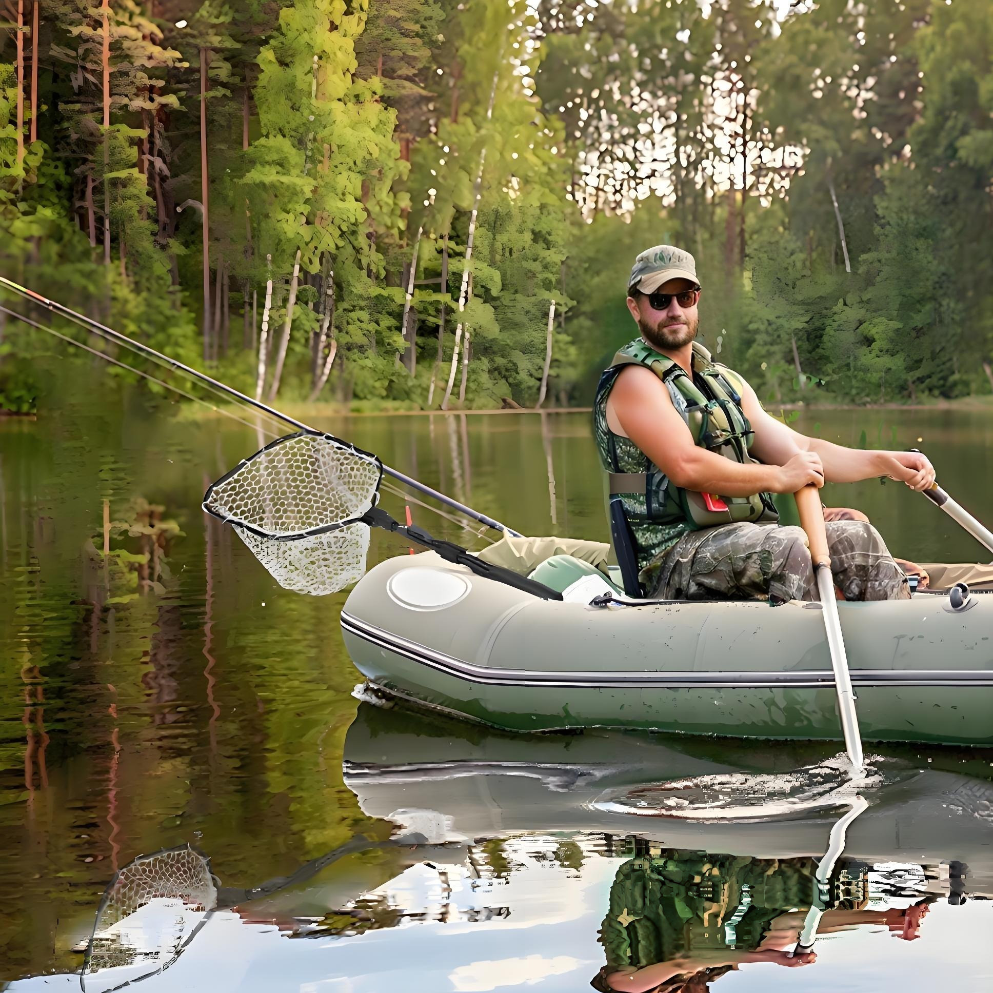 Floating Fishing Net Bass Trout Landing Net Foldable Lightweight Portable Rubber Coated Fish-Friendly Mesh Easy Catch & Release