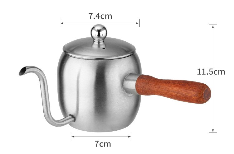 Stainless Steel Long Mouth Hand Drip Coffee Pot Wood Handle Pour Over Coffee Drip Kettle Pot Barista Turkish Coffee Maker Brewer