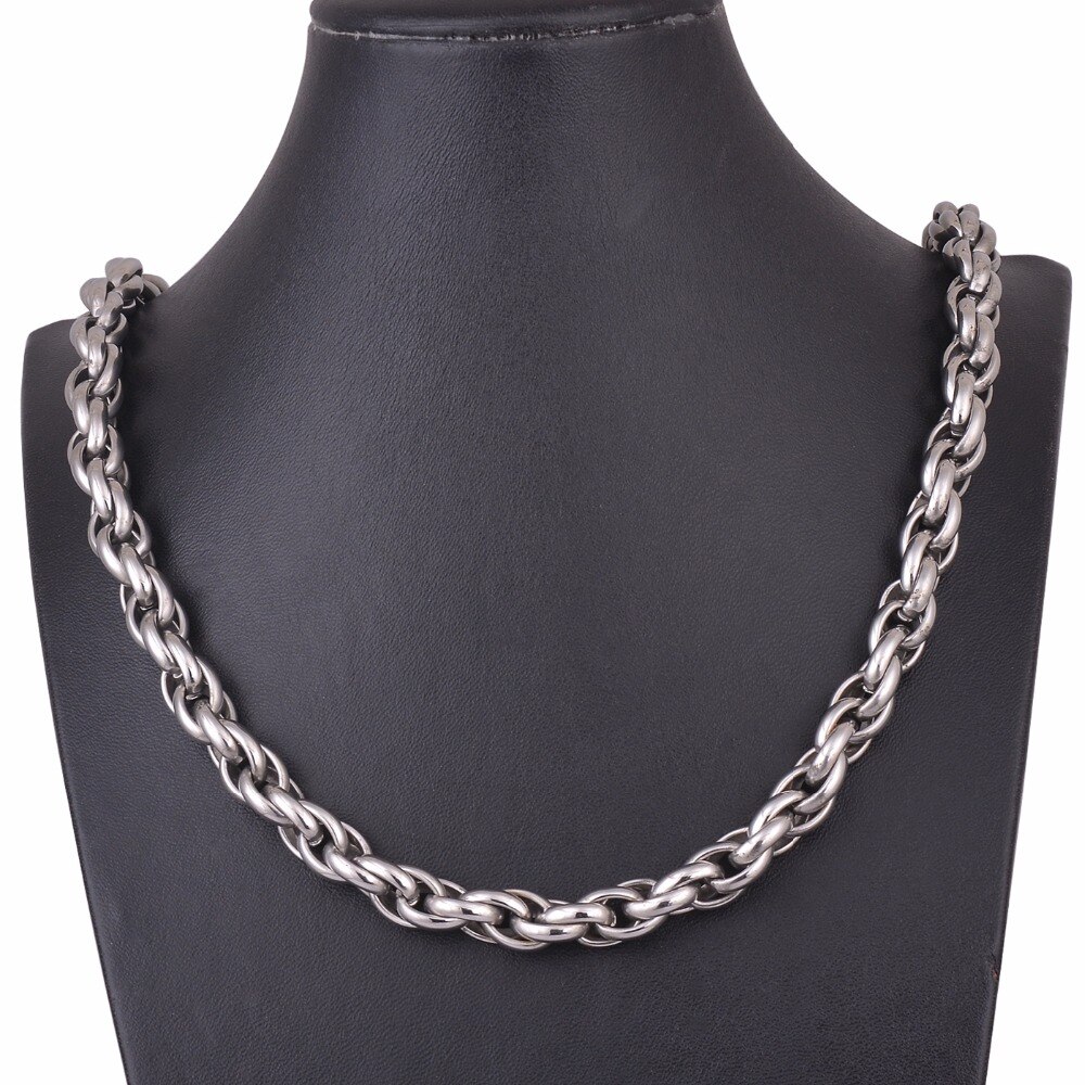 Collar de cuerda pesada para hombre, 1 unidad, 9mm de ancho, 22 "de largo, de acero inoxidable 316L, joyería punk