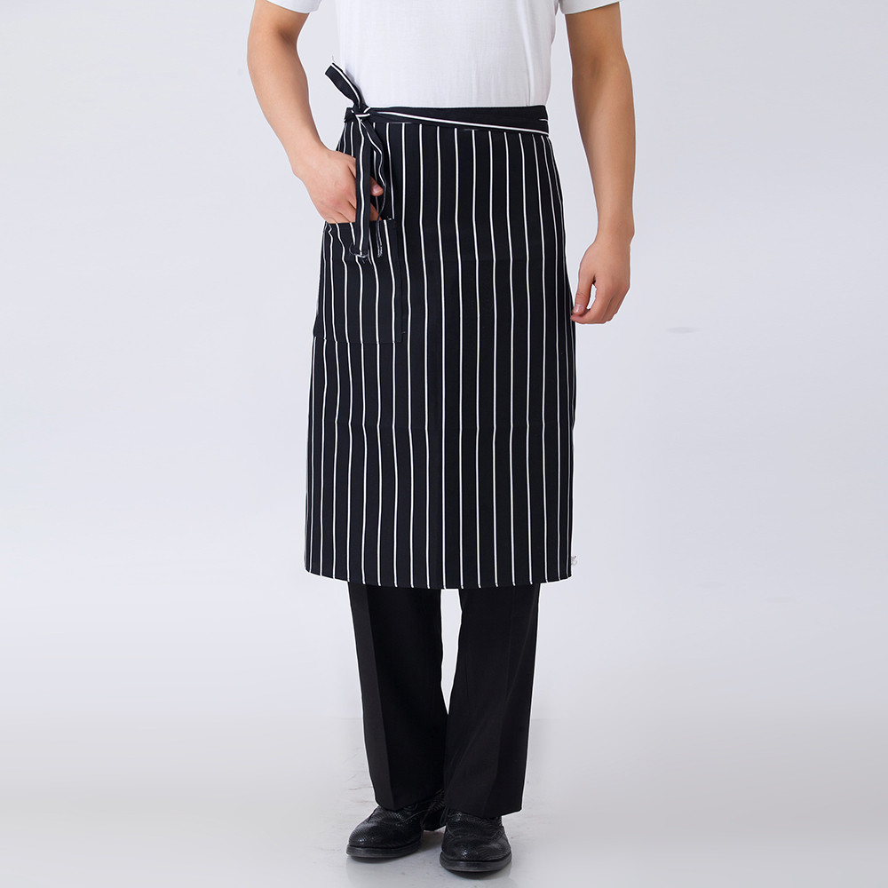 Unisex ternet stribet grafisk tryk halvt justerbart halvt forklæde restaurant hotel tjener kok hjem køkken arbejdstøj uniform forklæde