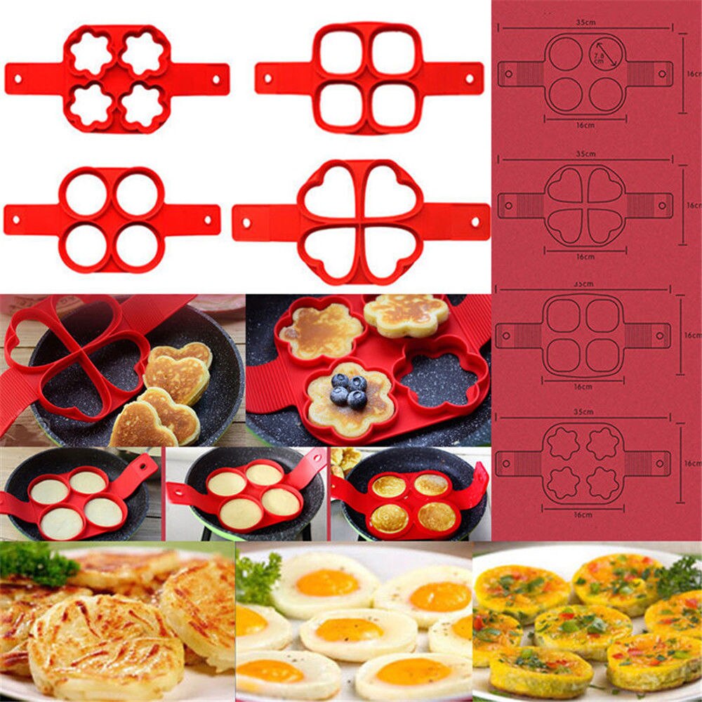 Non Stick Flippin' Fantastic Pancake Pan Flip Perfect Breakfast Maker Eggs Omelette Flipjack Tools 4 Grids Pancake Maker Tools