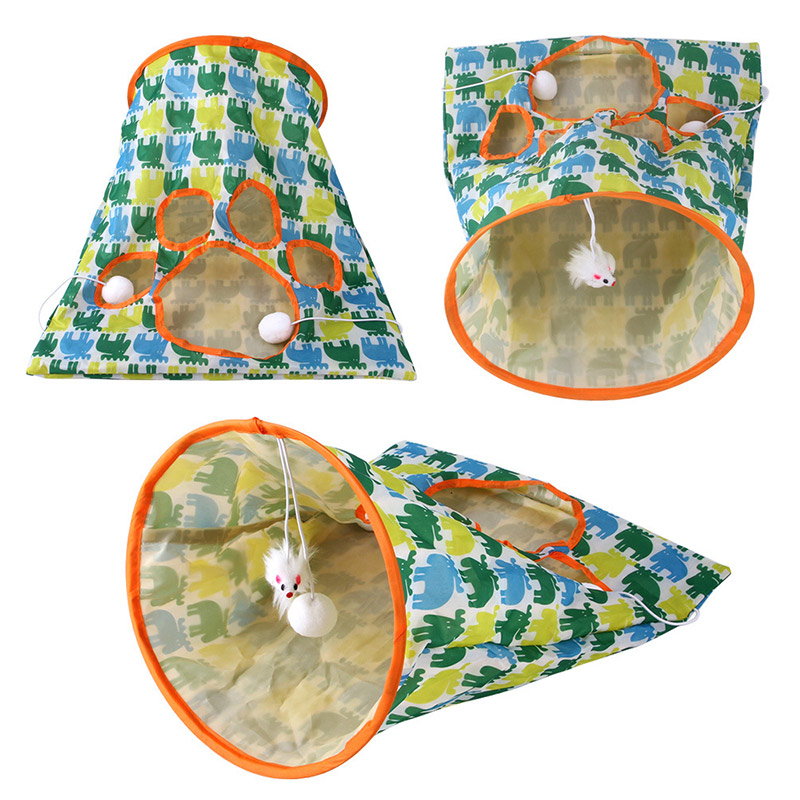 Túnel plegable para gatos, juguete interactivo con 5 agujeros, divertido, tubos de juego, bolas, Gog, hámster, conejo, accesorios para mascotas, 1 ud.