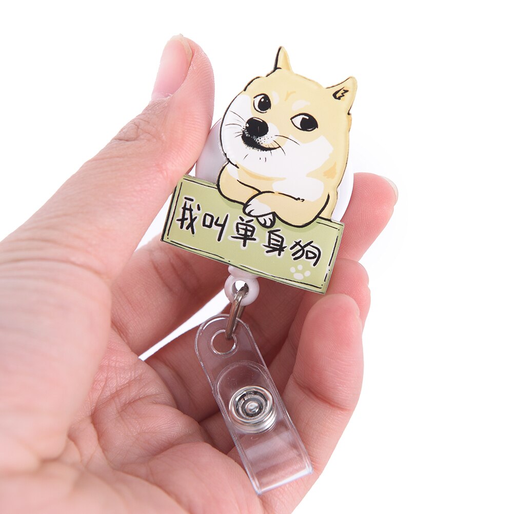 1 pièces Mini dessin animé chien rétractable Badge bobine le nouvel étudiant infirmière interdiction ID nom carte porte-Badge fournitures de bureau