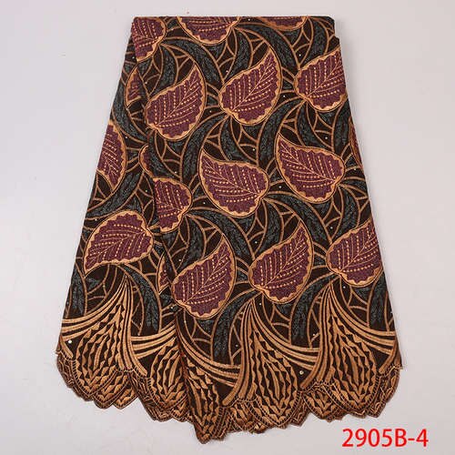 Afrikansk blonderstoff blondere siste tørre blondere brodert bomullsblonder med rhinestones til kvinner  ks2905b-1: Bilde 4