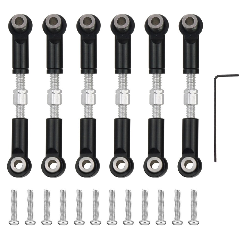 Pièces de rechange en aluminium pour Wltoys 1/18, 6 pièces réglables, A949, A959, A969, A979, K929, tige de traction en métal, A959-B,: Black