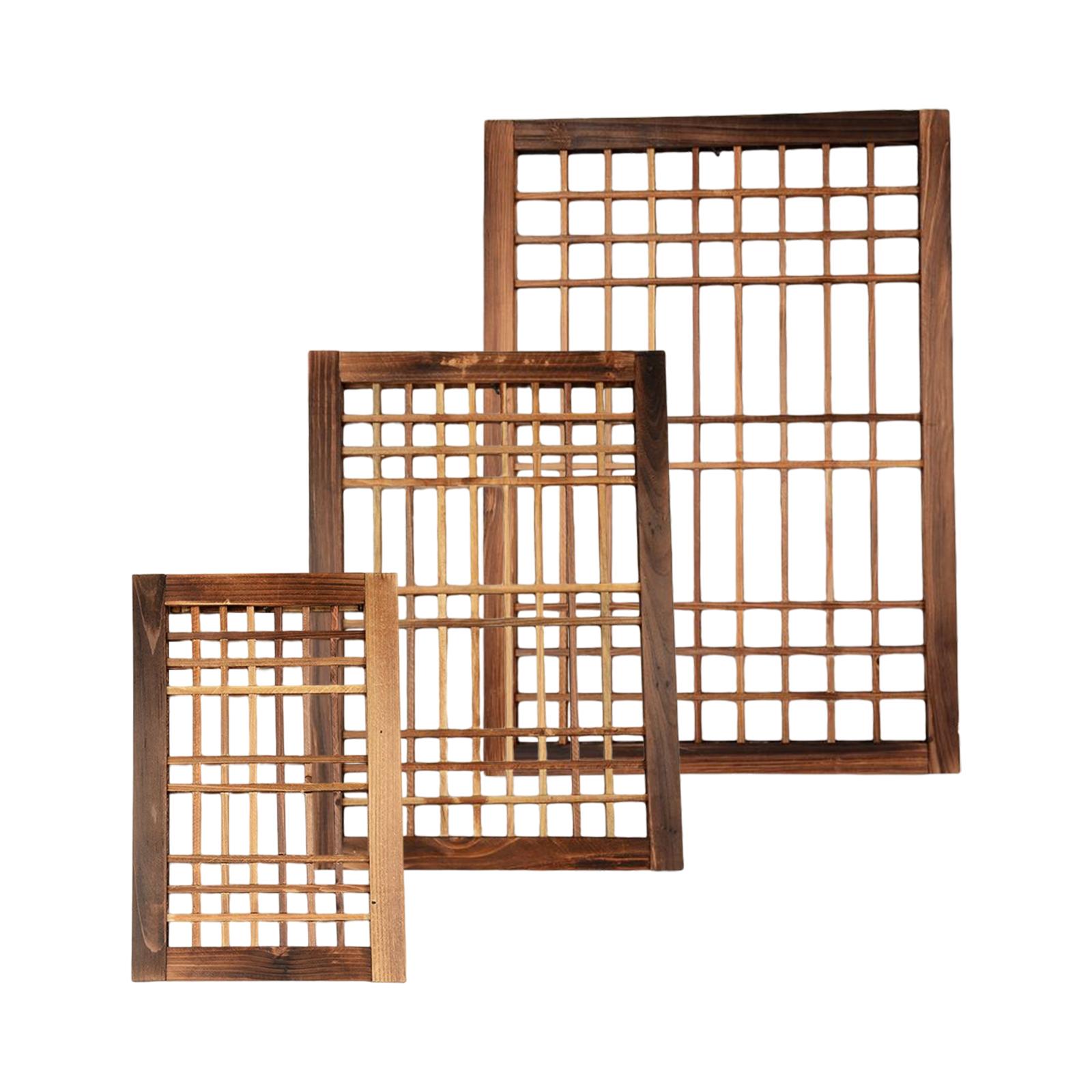 Wooden Window Frame Lattice Window Pane Wall Decor for Backyard, Patio, to Hang