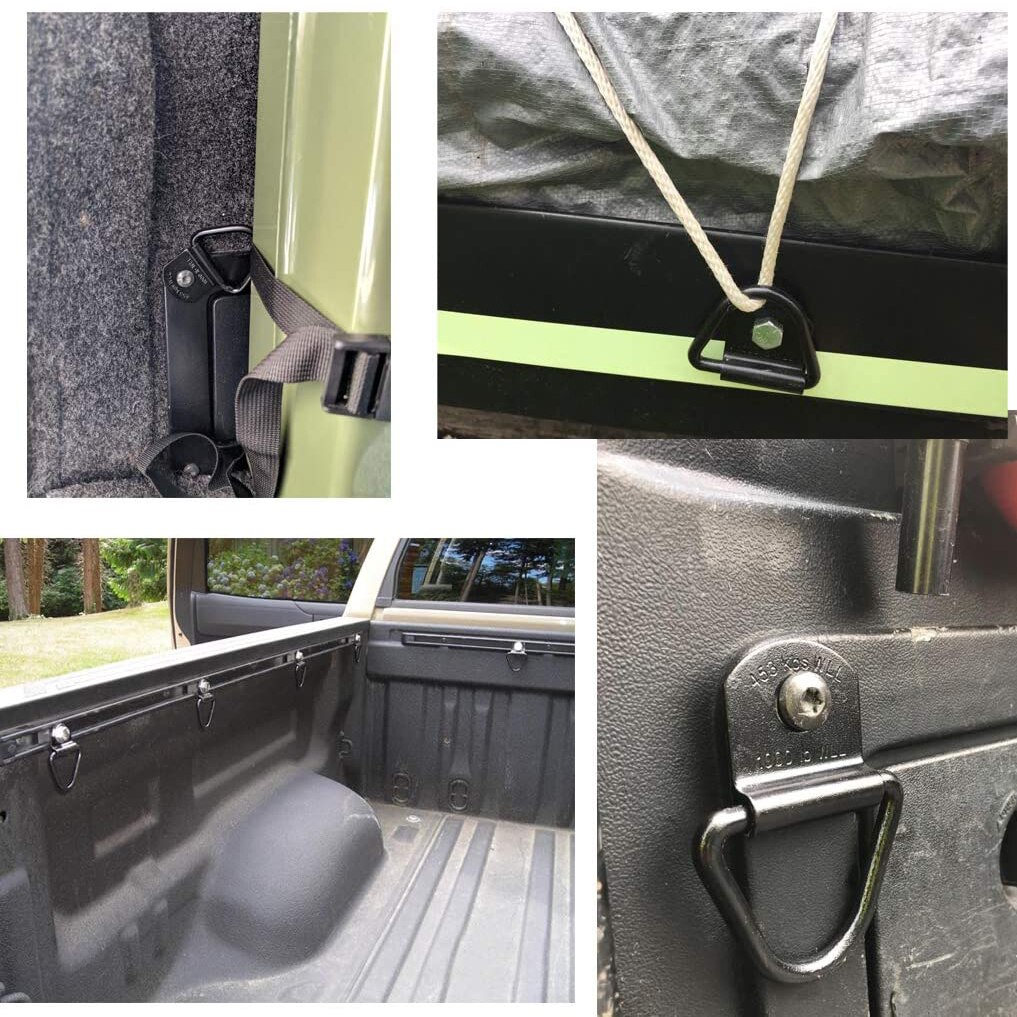 V-Ring Tie Down Anchors | 2" Diameter Steel Bolt-on D-Rings for Cargo on Trucks, Pickups, Trailers | Flush Mount TieDown Anchor