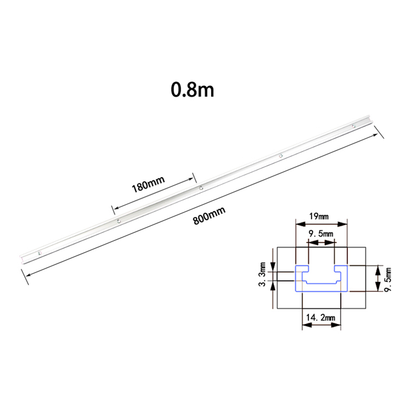 Træbearbejdning t-slot geringsspor/slids 300/400/500mm/600mm/800mm aluminium t-skinne til fræserbord: 800mm
