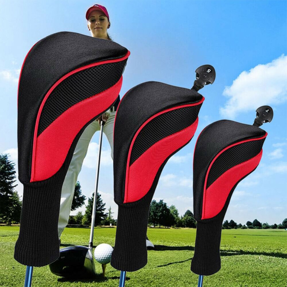 3Pcs Golf Club Head Covers Verwisselbare Lange Hals Fairway Woods Hoofd Covers Voor Fairway Driver Golfclubs Accessoires