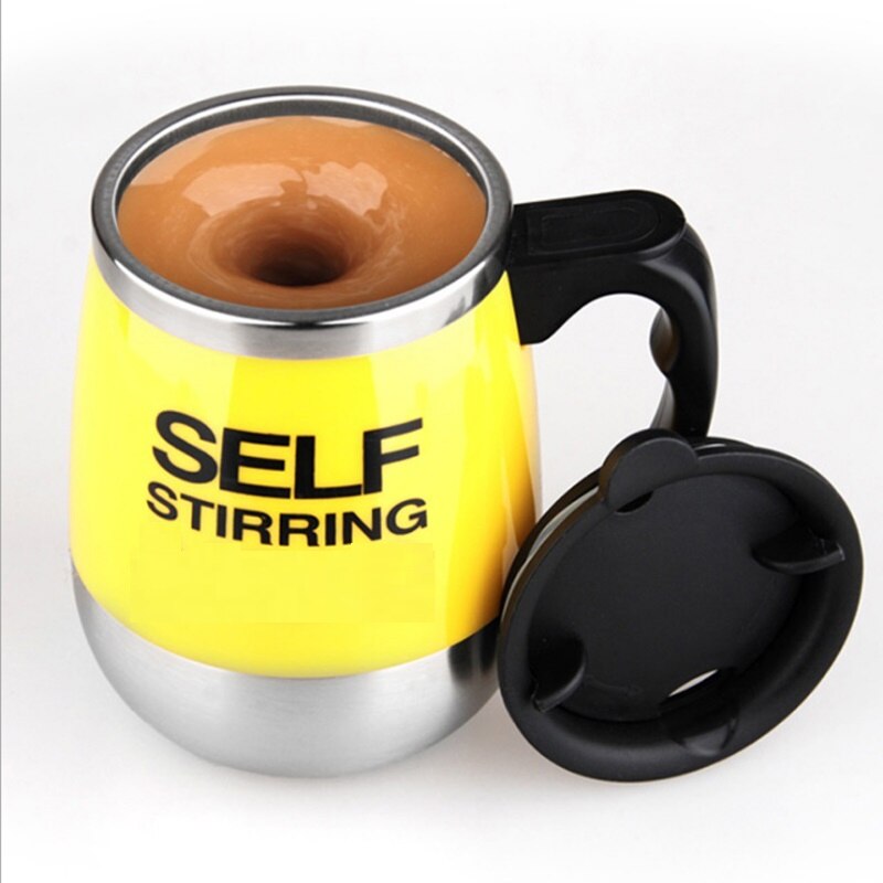 400ML Multifunctional Battery Electric Automatic Coffee Blender Cup Self Stirring Mug Automatic Electric Blender Stainless Steel: yellow