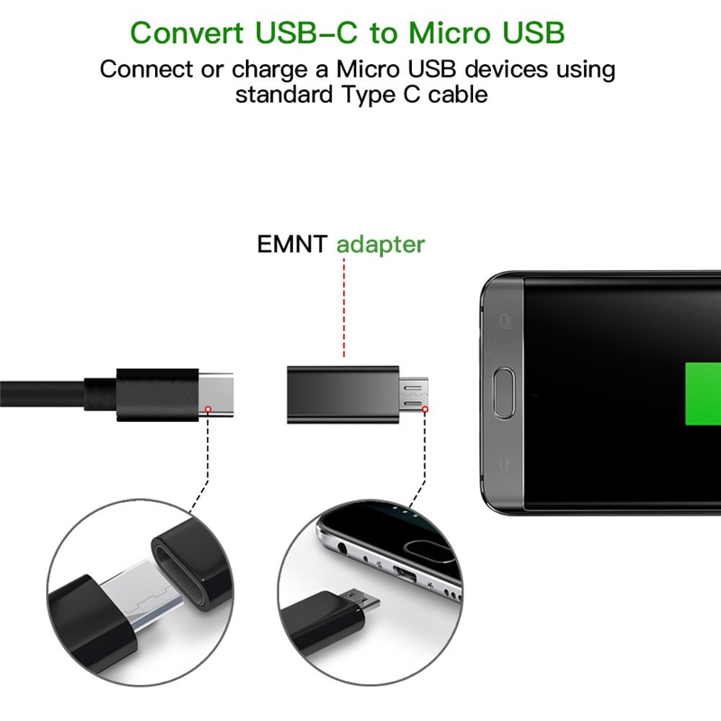 Convertisseur de chargeur de câble de téléphone Android de Type C vers Micro USB pour Samsung Xiaomi Huawei