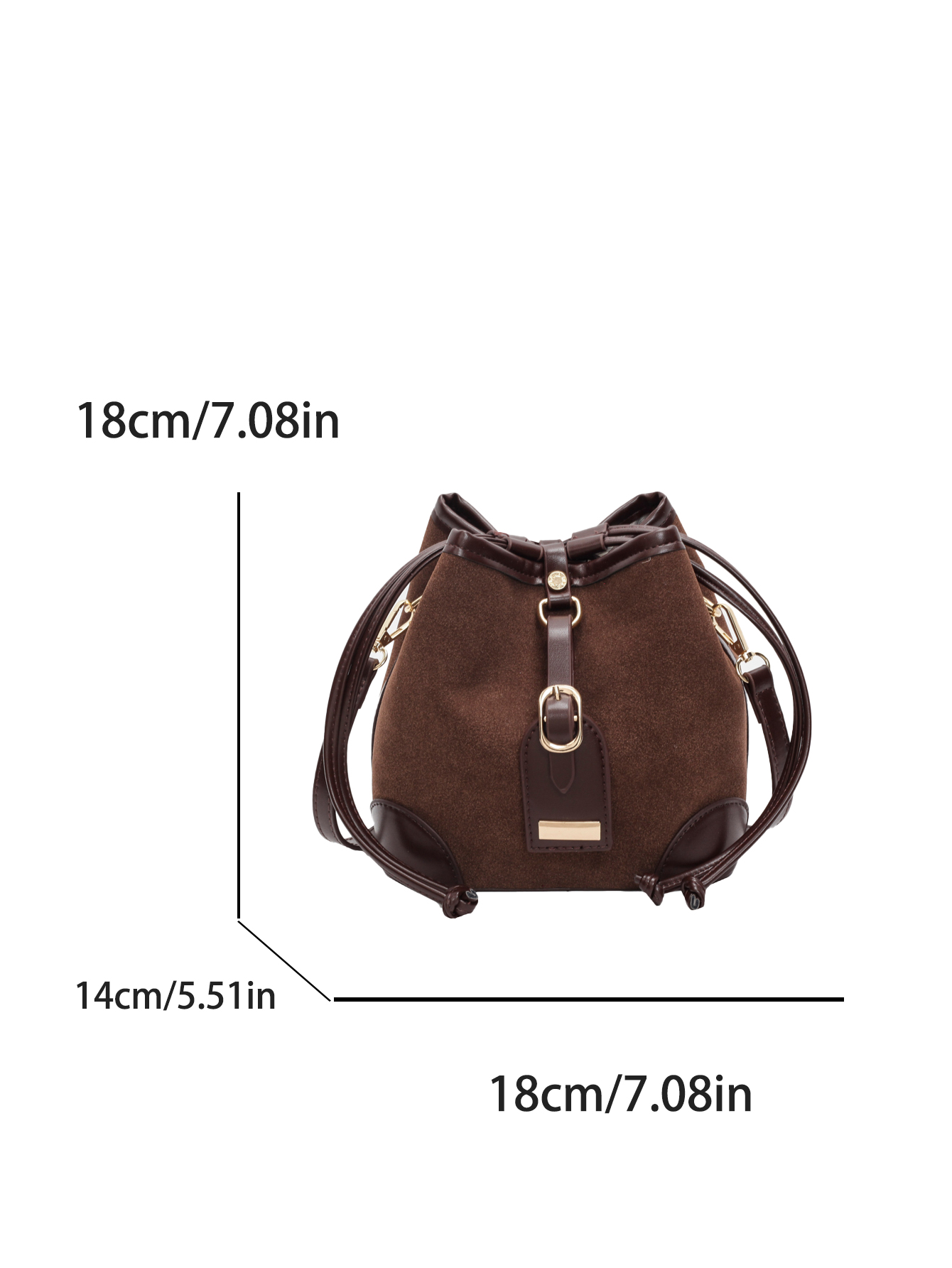 Sac seau rétro en tissu givré avec cordon de serrage, sac à bandoulière simple avec coutures décontractées à la