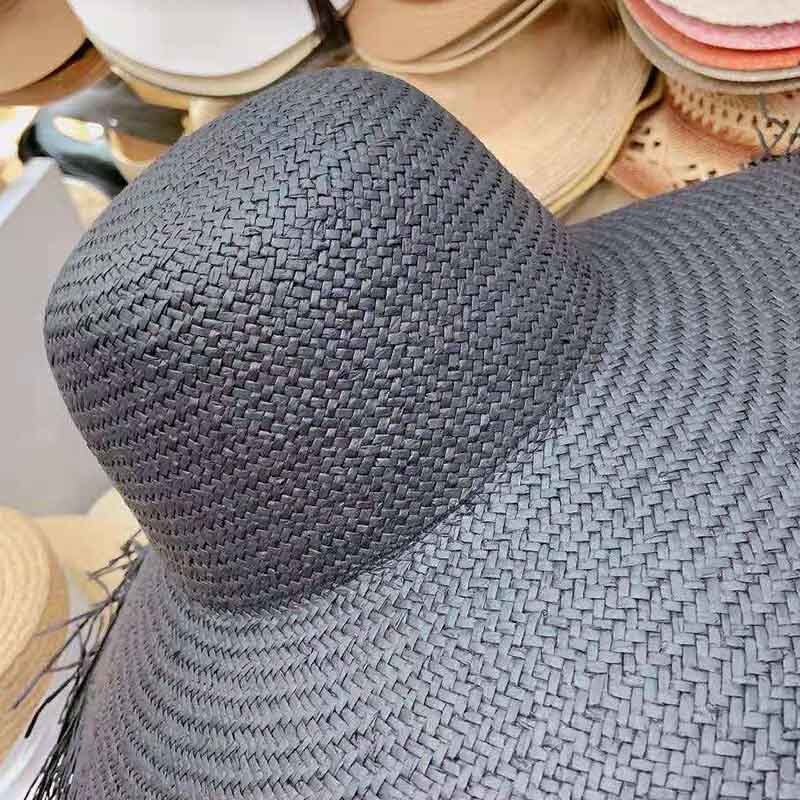 Straw Hats Wide Large Wide Brim Straw Hats Beach Summer Big Straw Sun Hat Black