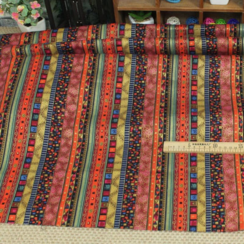 Baumwolle/leinen textil ethnische stoff Mischungen Volk-stil vergoldeten für DIY handwerk vorhang tischdecke kissen näHenne handarbeit dekoration: rot / 250X145CM