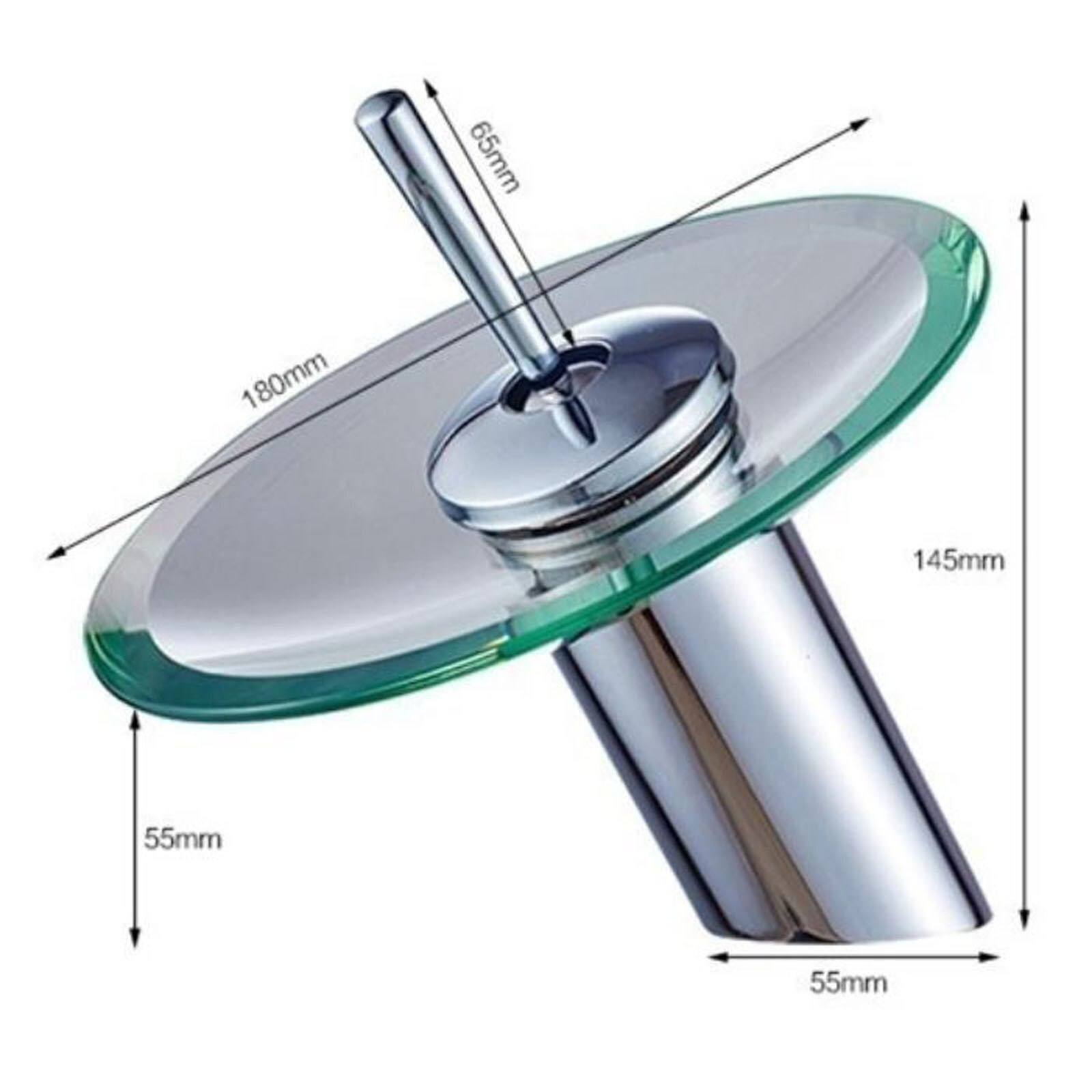 Solid Glass Waterfall Bathroom Basin Sink Faucet Chrome Basin Sink Faucet Single Lever Deck Mounted Round Mixer Tap#G30