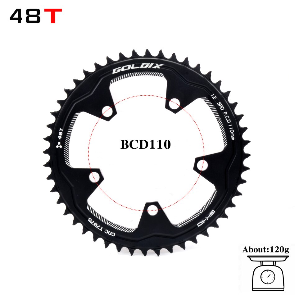 Goldix 110/5 Bcd 110BCD Racefiets Smalle Brede Kettingblad 38T-58T Fiets Kettingblad Forshimano Sram Fiets Crank accessoires: 110 BCD 48T