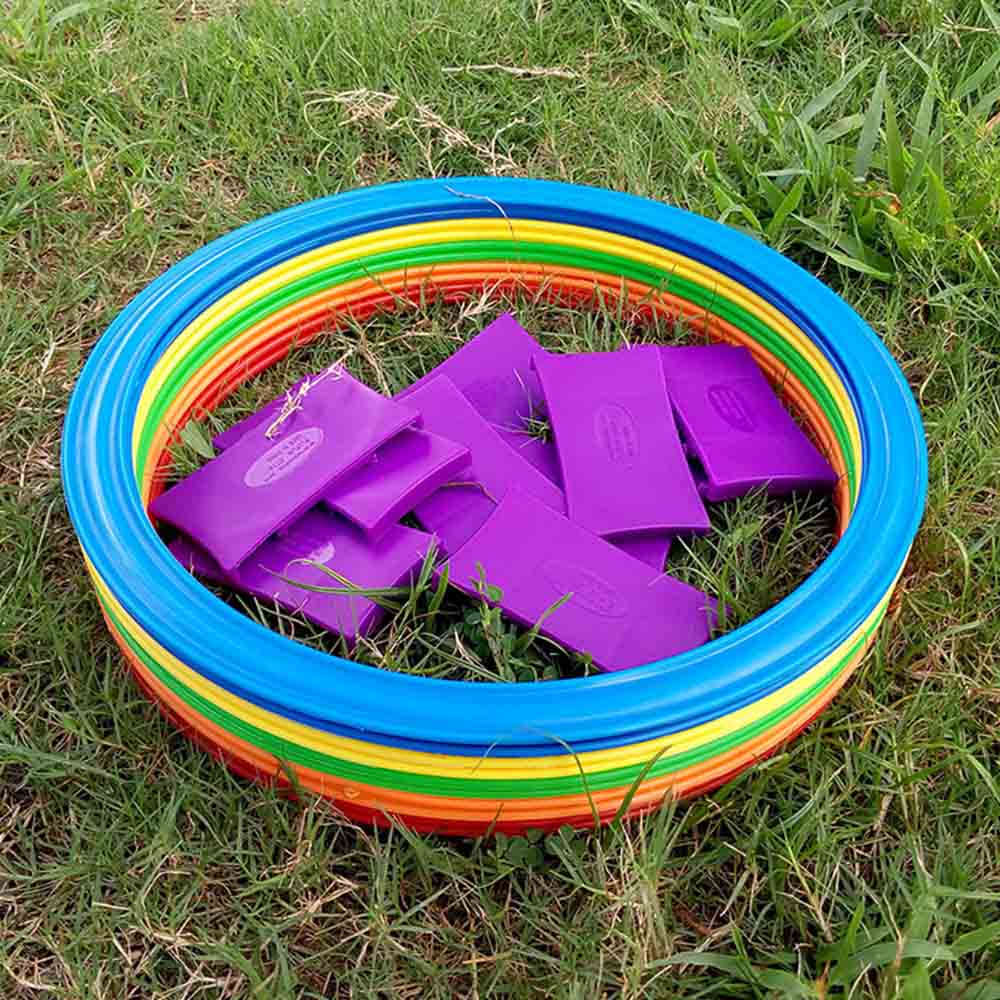 Outdoor Kids Funny Toys Lattice Jump Ring Set Game with 10 Hoops 10 Connectors for Park Play Boys Girls