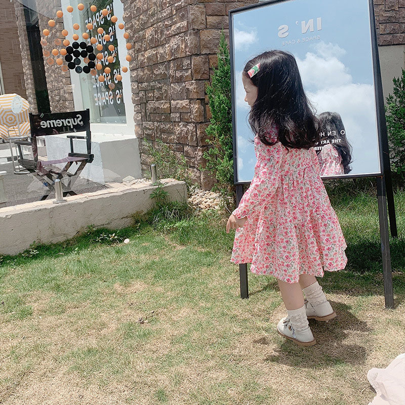 Meisjes Lange Mouw Mode Jurk Bloemen Lente Elegante Jurk Voor Peuter Meisje Kleding Chiffon Jurk Prinses Causale Kleding