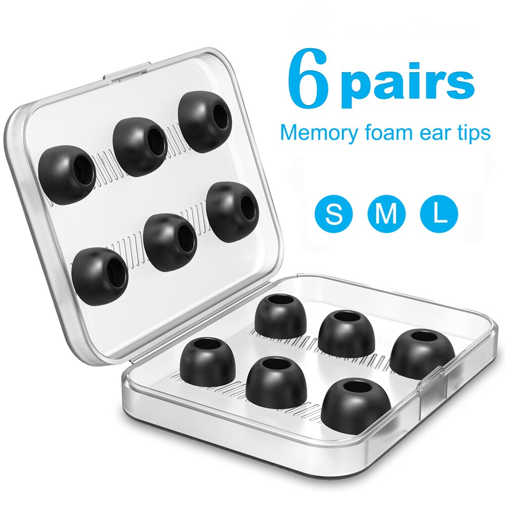 Memory Foam Ear Tips Voor Airpods Pro 6 Pairs Tips Vervanging Oordopjes Voor Apple Airpods Pro Oordopjes Met Doos: Black Eartips