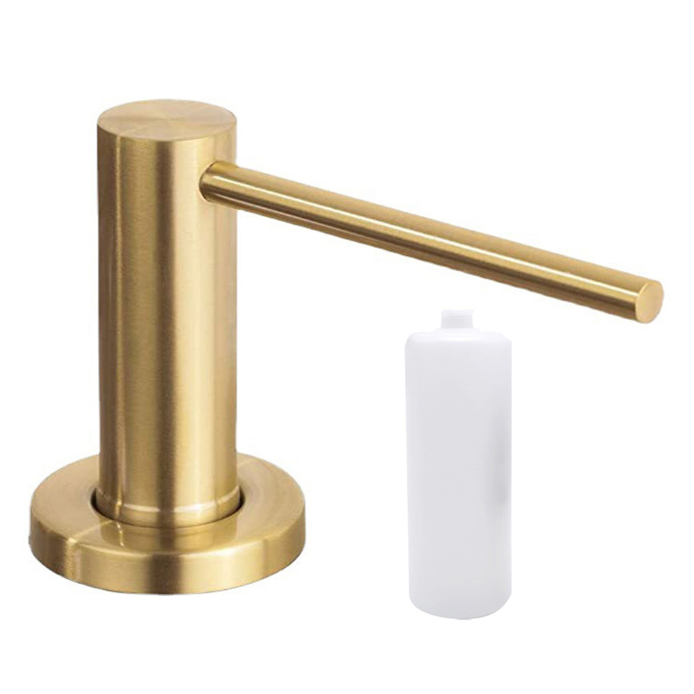 Built-in Pump Kitchen Liquid Soap Dispenser Bottle Stainless Steel Brushed Black Detergent Dispenser Hand Pressure Sink Counter