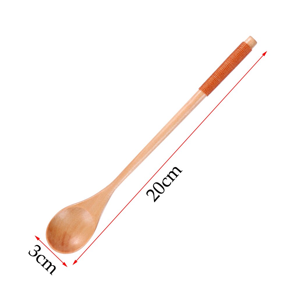 Handgemaakte Houten Lepels Grote Lange Steel Lepel Kids Houten Lepel Rijst Soep Dessert Lepel Koffer Thee Mengen Servies