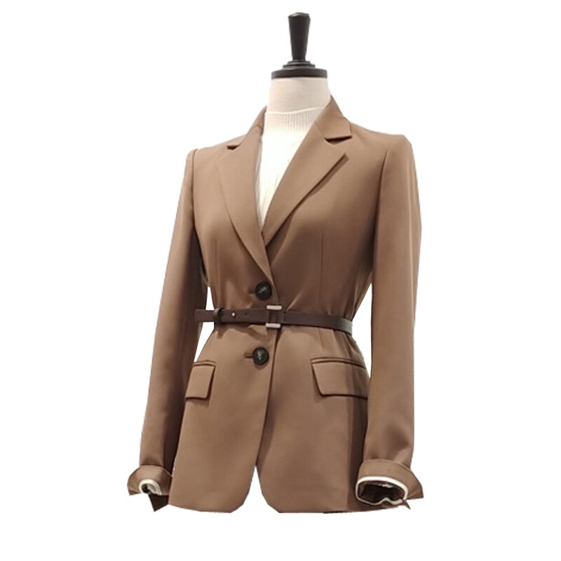 Getspring kvinder frakke kvinder jakkesæt frakker bælte split kvinder blazere jakker camel black all match vintage sommer blazer kvinder