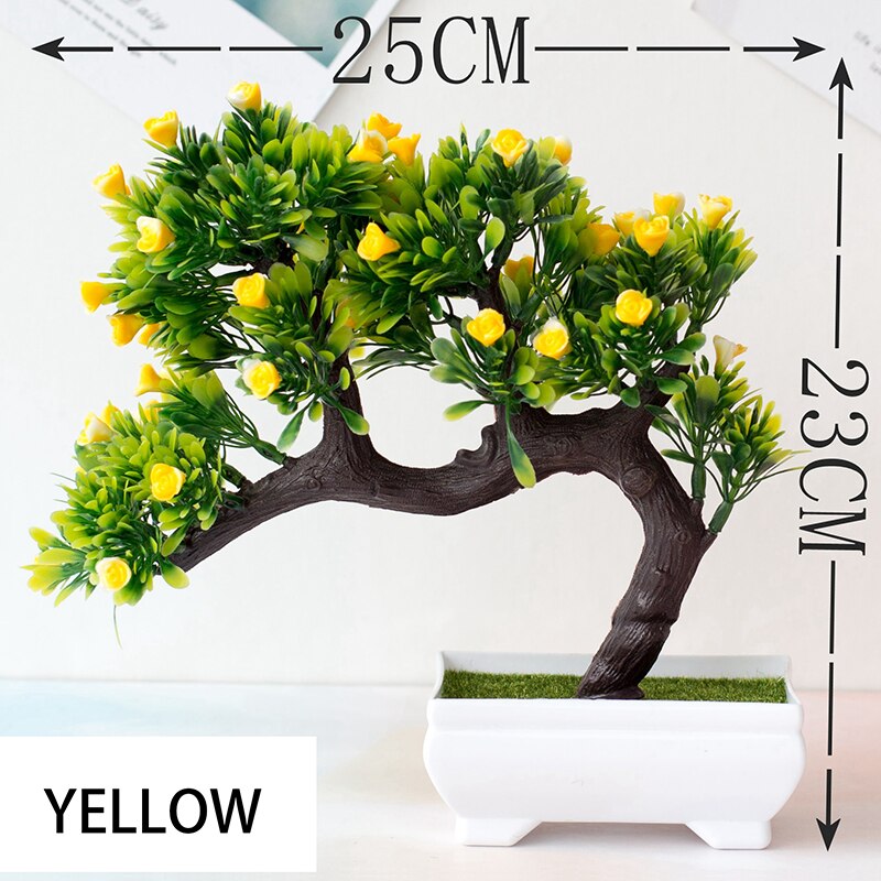 Plastic Rose Flower Artificial Plant Potted Table Room Decoration Ornaments Party Christmas Simulation Bonsai Craft Green Plant