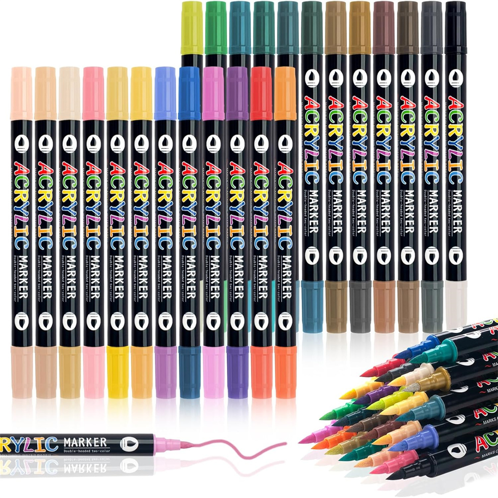 Rotuladores de pintura acrílica de doble punta, 72 colores, paquete de 36 marcadores de arte, juego de marcadores de dibujo para manualidades DIY, suministros de arte