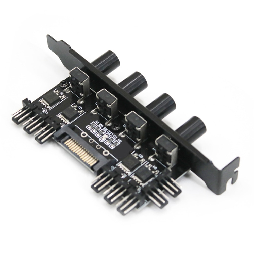 Computer Case Fan Hub Regulator DC 12V 8 Way 4 Knob SATA/3Pin Speed Controller Fan Control Cooling Fan hub