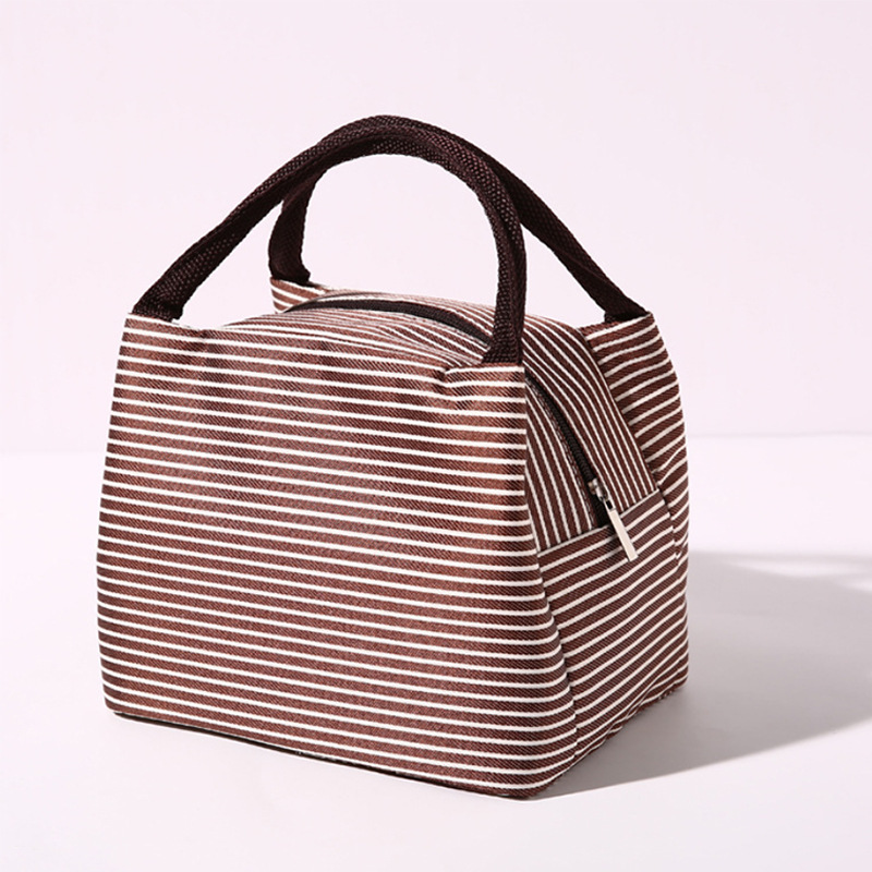 Stripe Women's Kids Lunch Bags Waterproof Insulated Picnic Foods Storage Container Handbag Thermal Lunch Box Cooler Bags: Blue