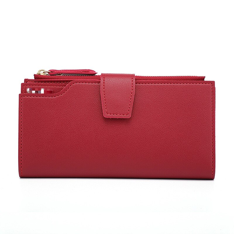 Dames portemonnee zacht pu leer rits portemonnee lange dames clutch portemonnee dames muntkaart portemonnee zwart: Rood
