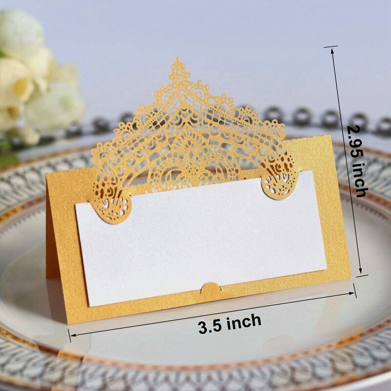 100 Pcs Table Place Cards with White Inserts Crown Tent Cards Name Cards for Wedding Banquets Buffet Bridal