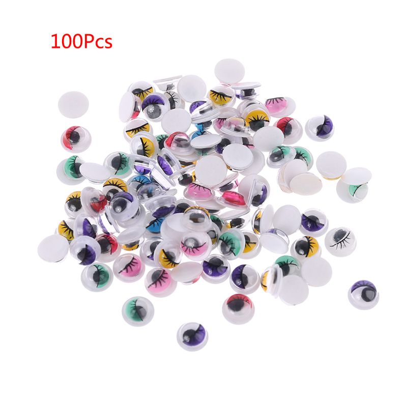100 stk blandede farve selvklæbende øjne med øjenvipper til dukke bjørn udstoppet legetøj gør-det-selv håndværk 6mm/7mm/8mm/10mm/12mm/15mm/18mm/20mm