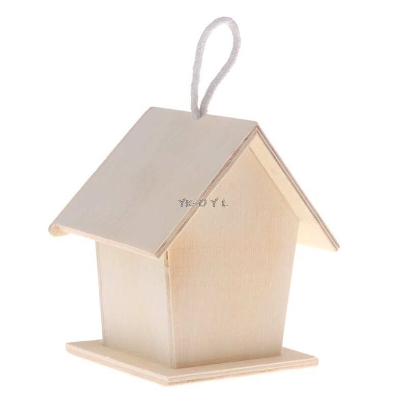 Casa de madera creativa para pájaros, casa de madera Natural, bricolaje, loro en forma de corazón, Perico colgante