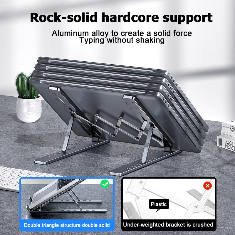 Tragbarer laptopständer aus aluminium, faltbar, notebook-stütze, laptop-basis, macbook pro-halterung, verstellbare halterung, computerzubehör