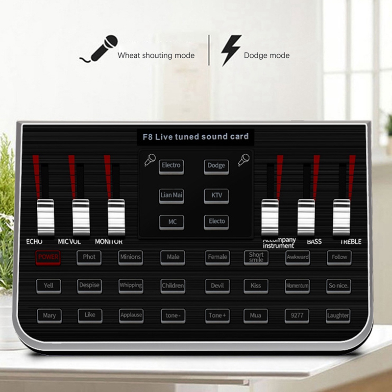 Mool live soundkarte  f8: universeller audiomixer mit sprachkonvertierung und 18 interessanten soundeffekten, soundkarte für computermischung