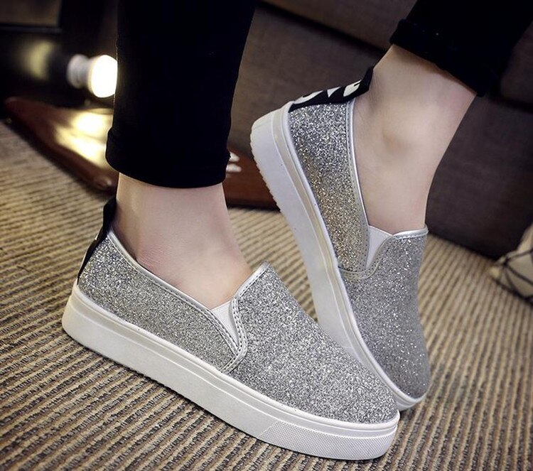 women's shoes muffins with thick-soled feet casual shoes a pedal flash sequins canvas shoes A157