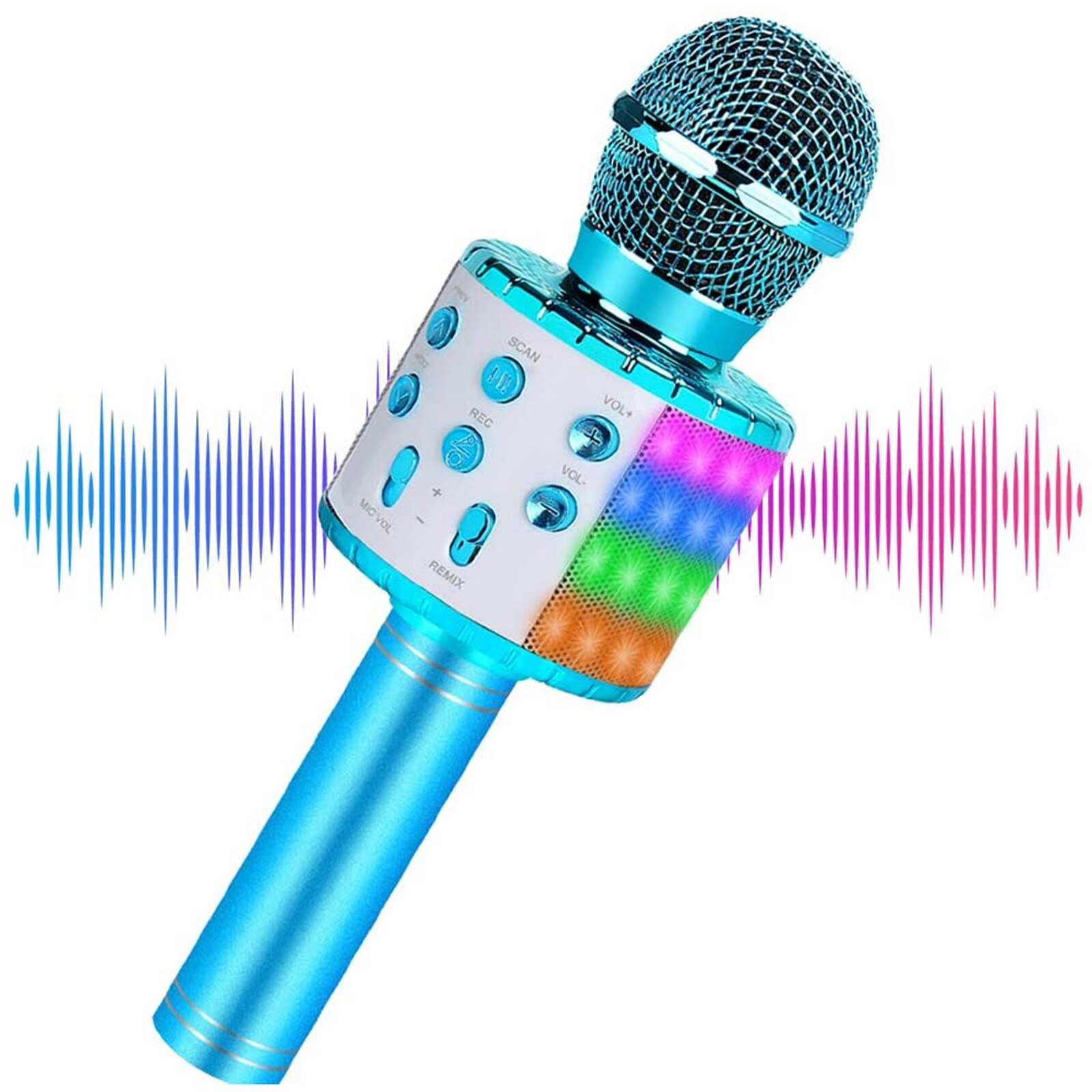 Draadloze Bluetooth Microfoons 3-In-1 Karaoke Mic Speaker Bluetooth Draadloze Microfoon Audio Video Microfoons Muziek KQS8: Blauw