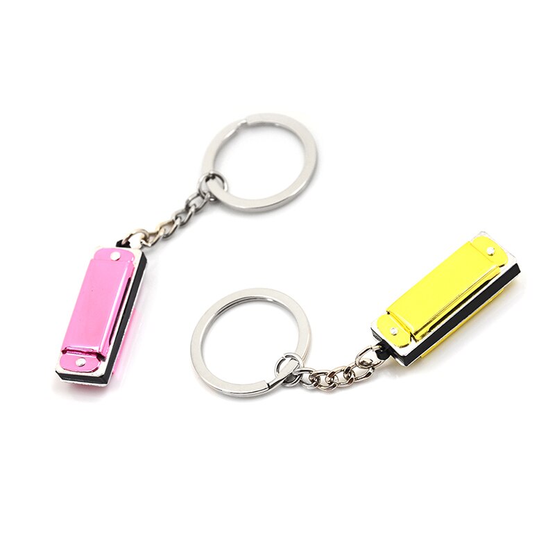 3.6 * 1.2 * 0.8cm 1 * Keychain Harmonic Harmonica Mini 4 Holes 8 Tone Harmonica Keychain Key