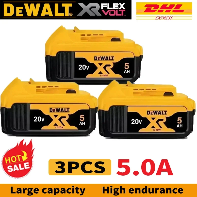 Originalt dewalt batteri 20v, 2.0v-9.0ah,  genopladeligt lithium-ion-batteri, dcb 115,  dcb 118,  dewalt værktøjsbatteri + oplader: Lyserød