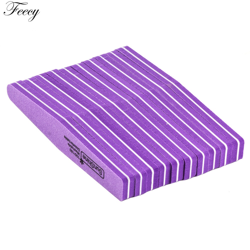 10 Stks/partij Nail File Buffer 100 /180 Grit Tweezijdige Nagelvijlen Set Wasbare Pedicure Manicure Tool Nail Gel polijsten Remover
