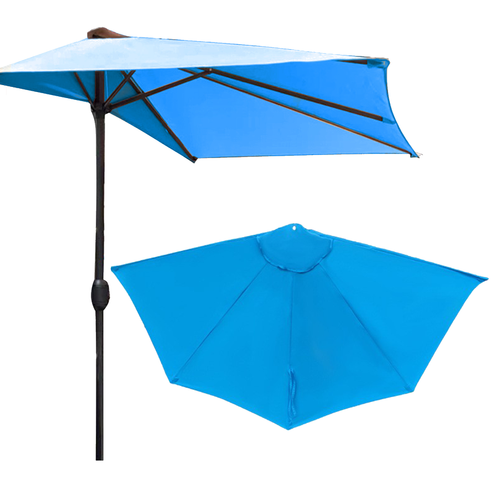 draussen-Halb schirm Gesicht Polyester Sonnenschirm Regenschirm Stoff ersetzen Sonnenschutz Tücher Garten Zauberstab Regenschirm Stoff Ersatz: Blau