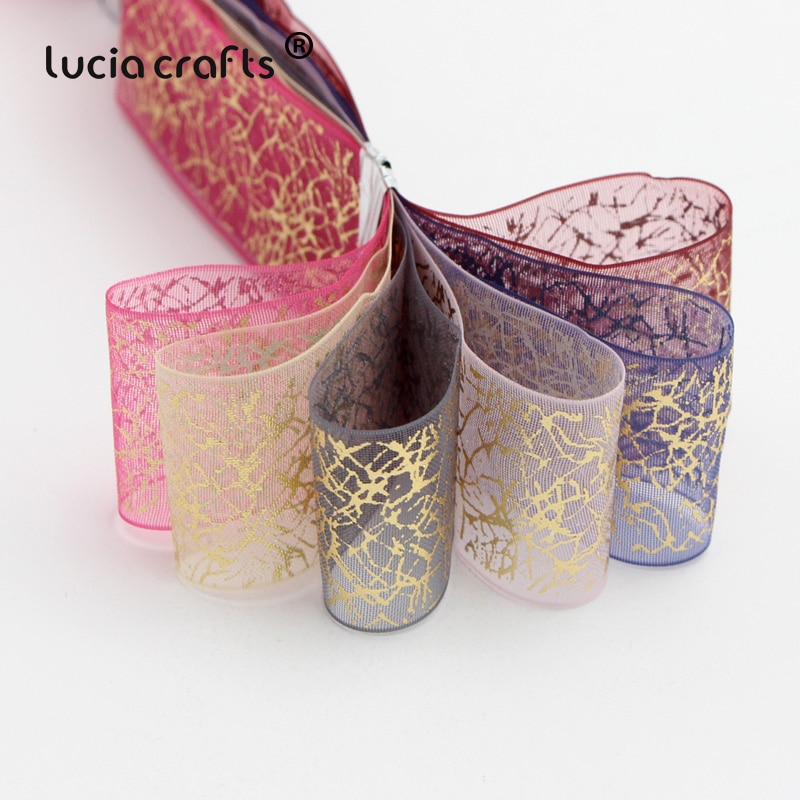 Lucia Ambachten 25 Mm Gedrukt Organza Lint Wedding Wrapping Decor Materiaal Diy Naaien & Haar Boog Accessoires P0102