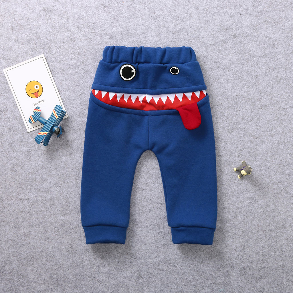 Pantalones de bebé niños niñas dibujos animados tiburón lengua Harem gruesos pantalones cálidos bebé Niño Pantalones Pantalon Bebe