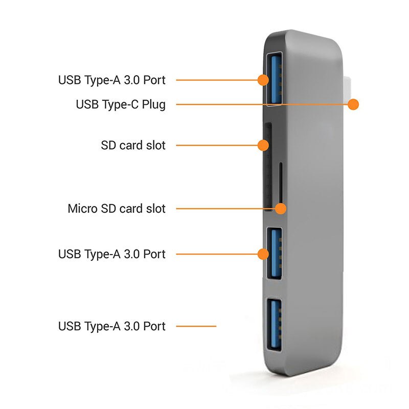 Easya 5- i -1 thunderbolt 3 adapter usb type c hub dock dongle med tf sd kortlæser usb 3.0 til macbook pro/air usb-c
