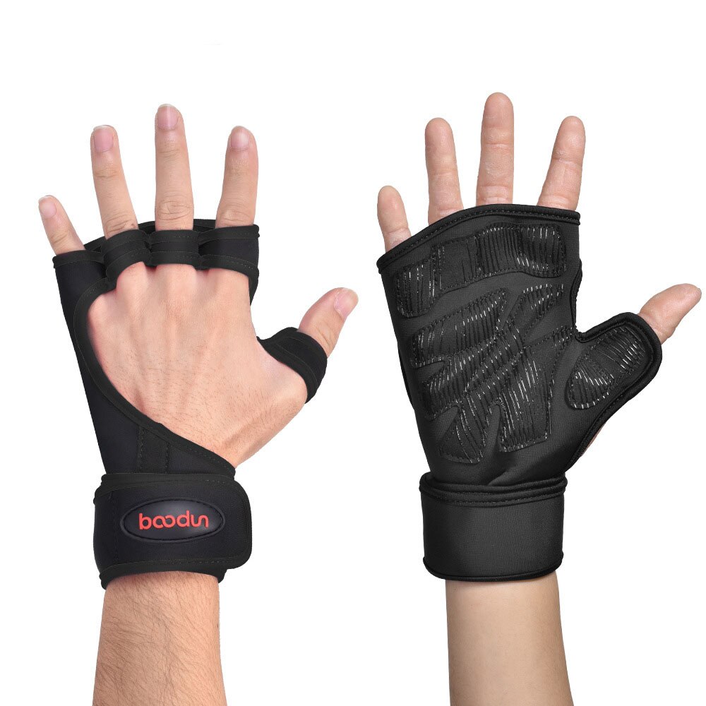 Nuevos guantes de fitness medio dedo equipo desgaste Palma silicona antideslizante muñeca fitness guantes deportes Palma