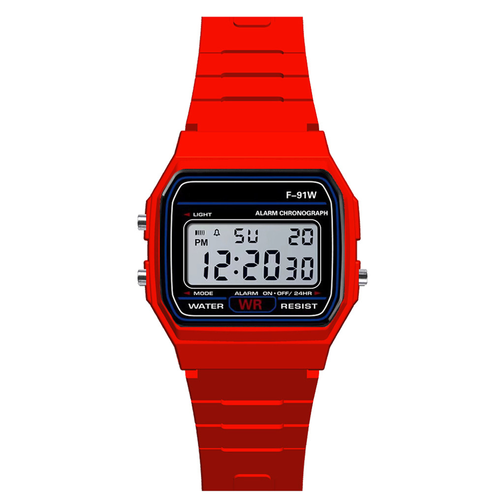 Classic Men Electronic Watch Analog Digital Sport Led Life Waterproof Wrist Watch Outdoor Hiking Camping Simple All-Match Watch: Red
