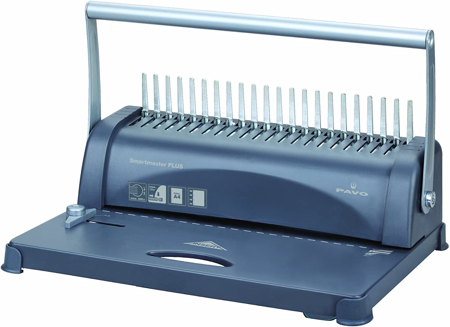 Martmaster Plus-máquina de encuadernación con canutillos de plástico, 40x28x23, 3,6 kg, color gris