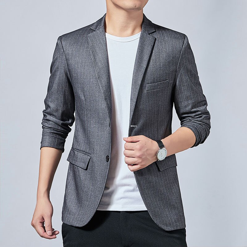 Veste blazer Slim à rayures pour homme, tenue de soirée, décontractée, Boutique, Business, à la , 2022: dark grey / Asian S is Eur XXS