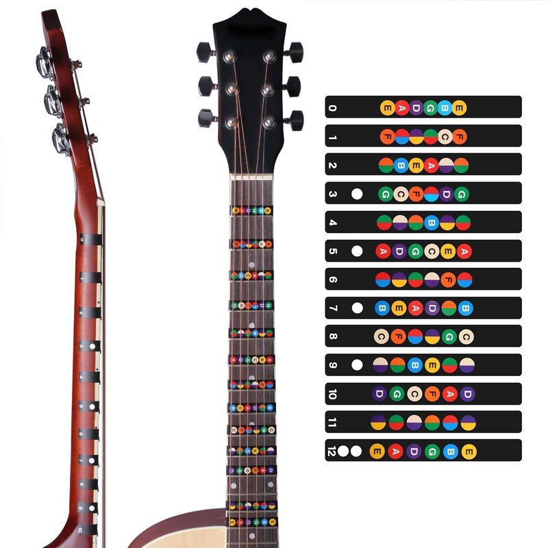 Guitar gribebræt klistermærke note gribebræt bånd kort klistermærke 6 strenge akustisk elektrisk guitar til nybegynder elev øvelse